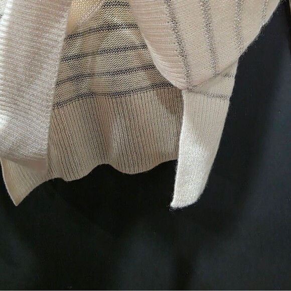 Rebecca Taylor Women Cashmere Blend Cream Metallic Silver Lightweight Sweater M - Picture 5 of 9